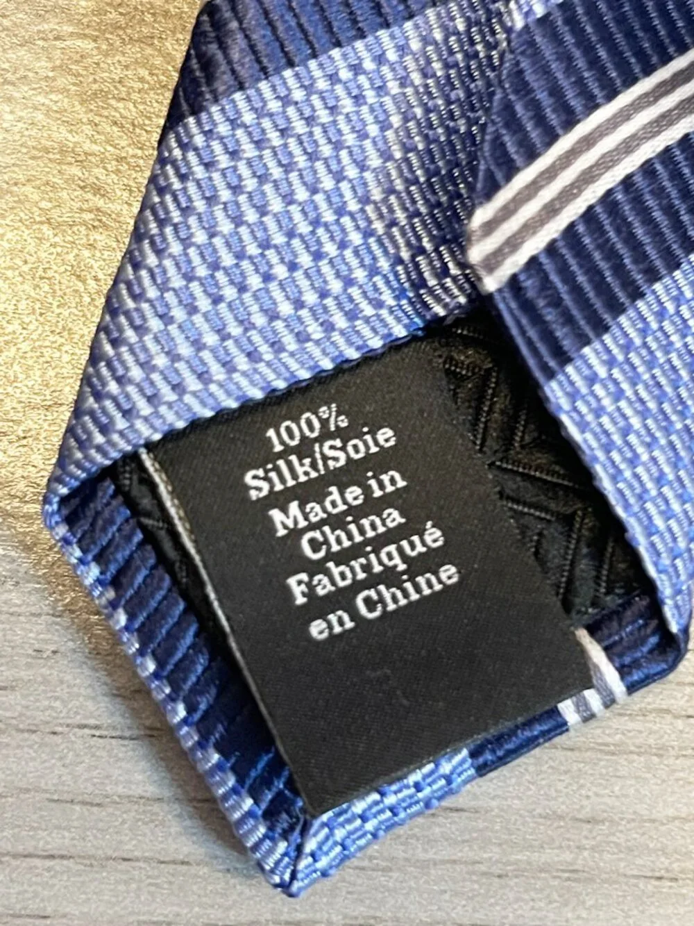Nordstrom Men's Shop 100% Silk Blue Striped Tie Navy Light Blue White Classic